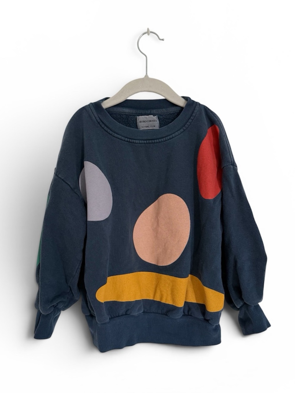 Bobo Choses Navy Sweatshirt with Multicolor Abstract Shapes